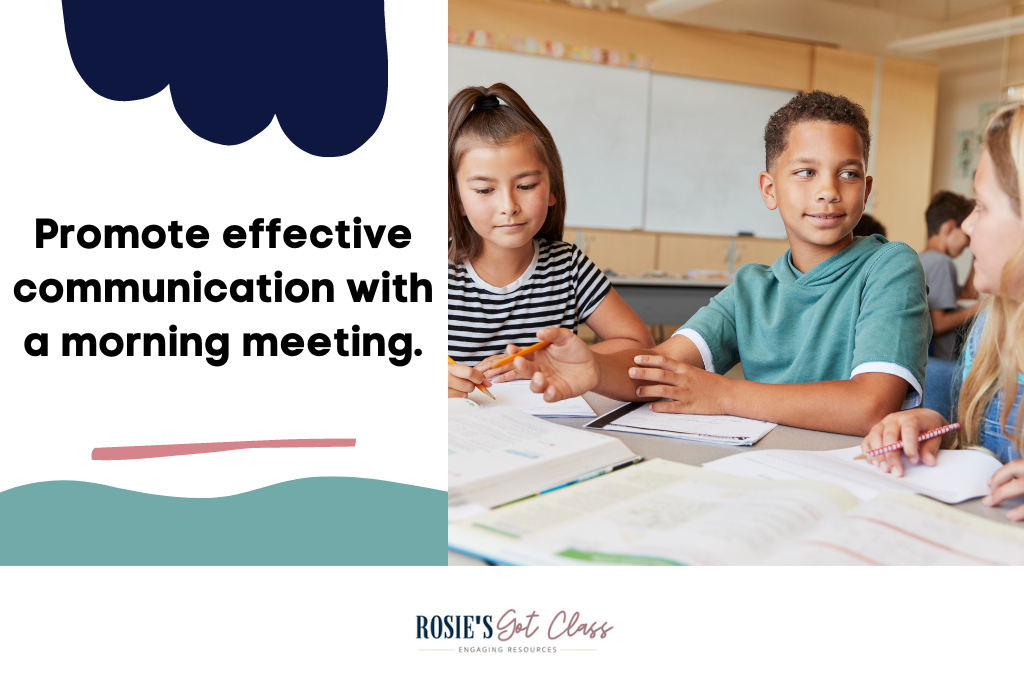 Children are communicating together as a benefit of using morning meetings.