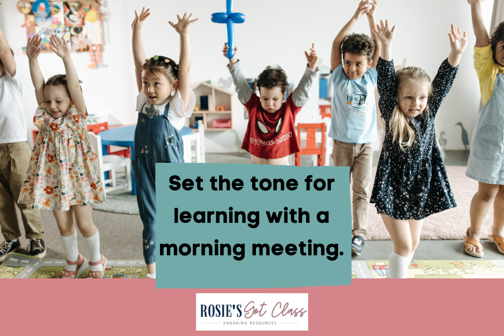 Children are involved in a morning meeting activity where they are engaged and happy.