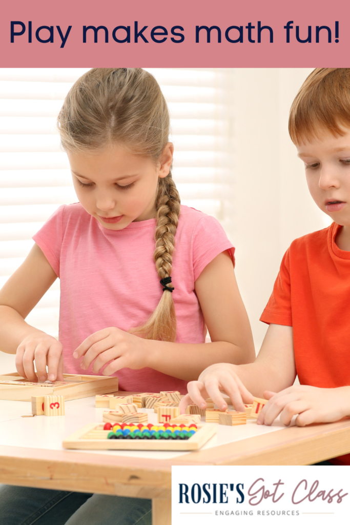 a boy and a girl are playing a math game to develop their mathematical understanding