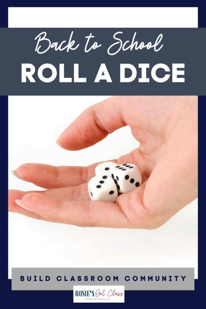 hand holding 3 dice for a fun back to school math activity