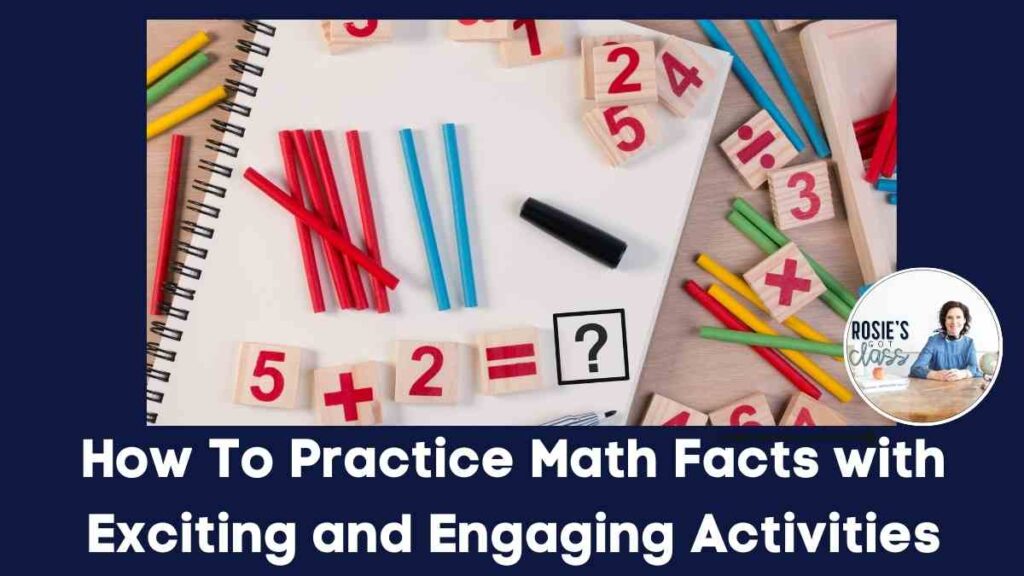 Desk with a notebook on it with math manipulatives to practice math facts