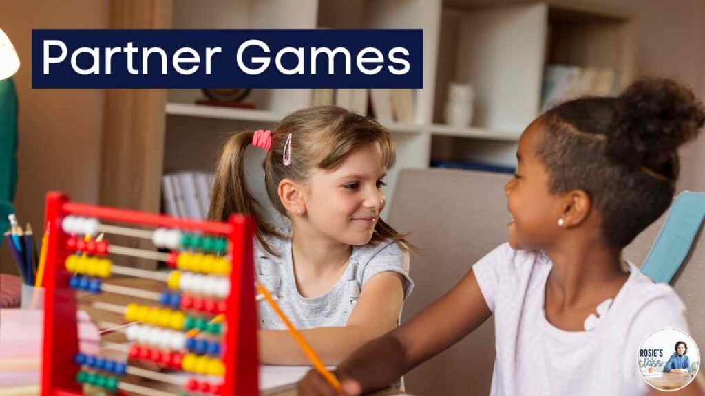 Young child playing a math game to practice math facts