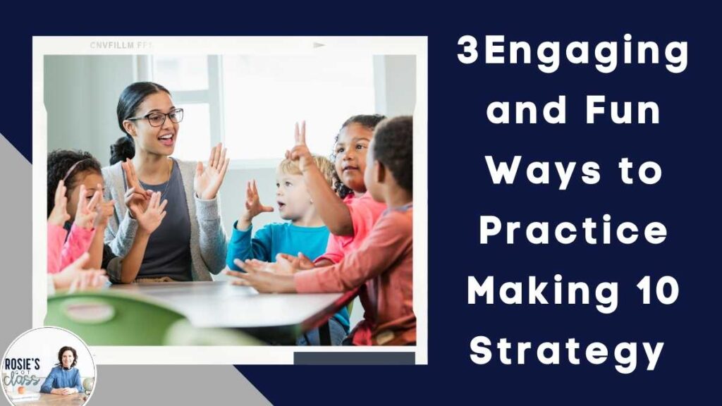 teacher in a classroom at a table with young children practicing making a ten