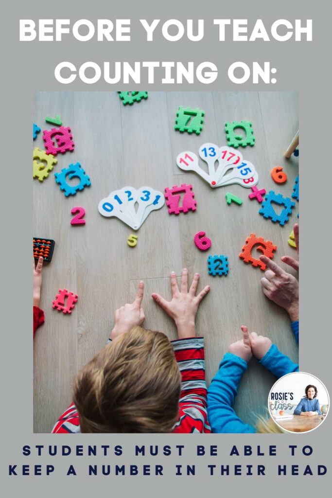 various numbers on the floor and children counting with fingers 