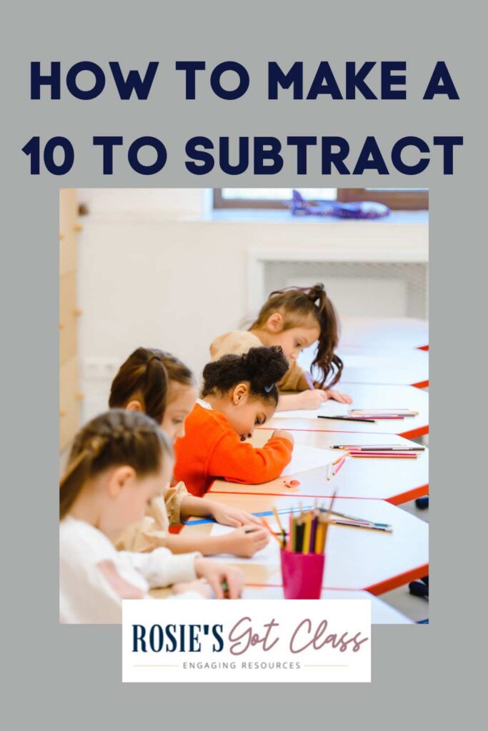 young children working at desks to make a 10 to subtract