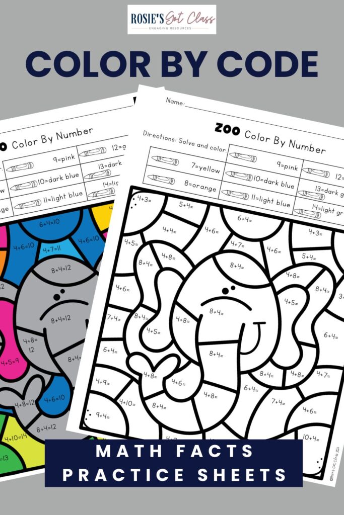 shows a color by code of an elephant