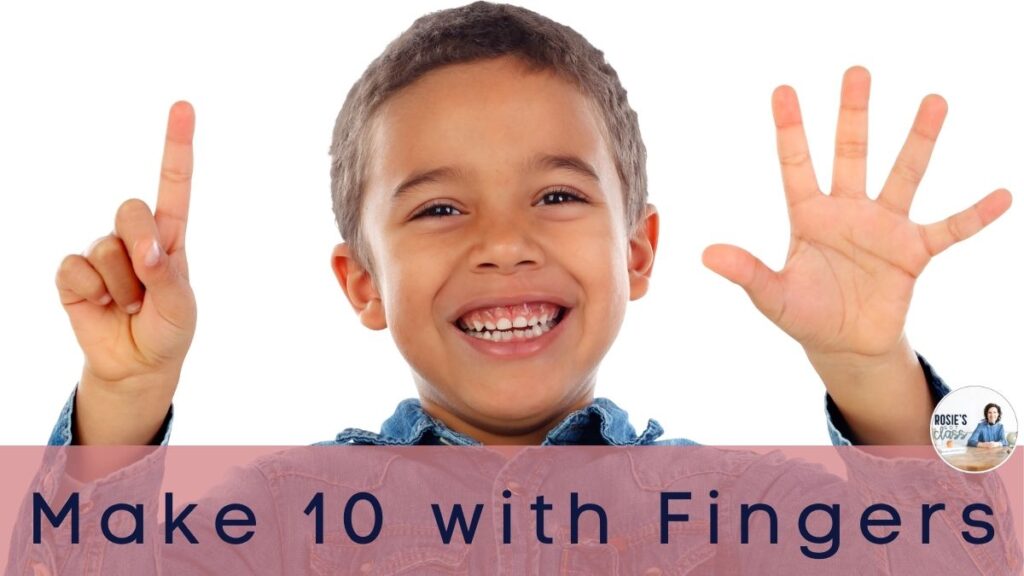 child holding up one finger on one hand and five fingers on the other hand